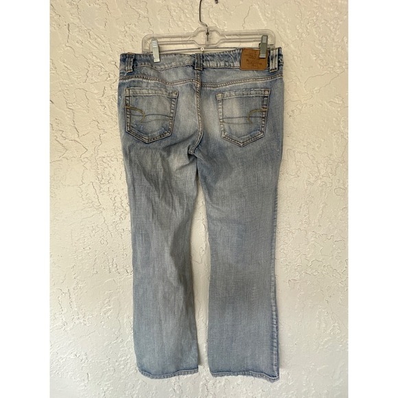 American Eagle Light Wash Distressed Bootcut Jeans - Size 10 - Picture 6 of 9